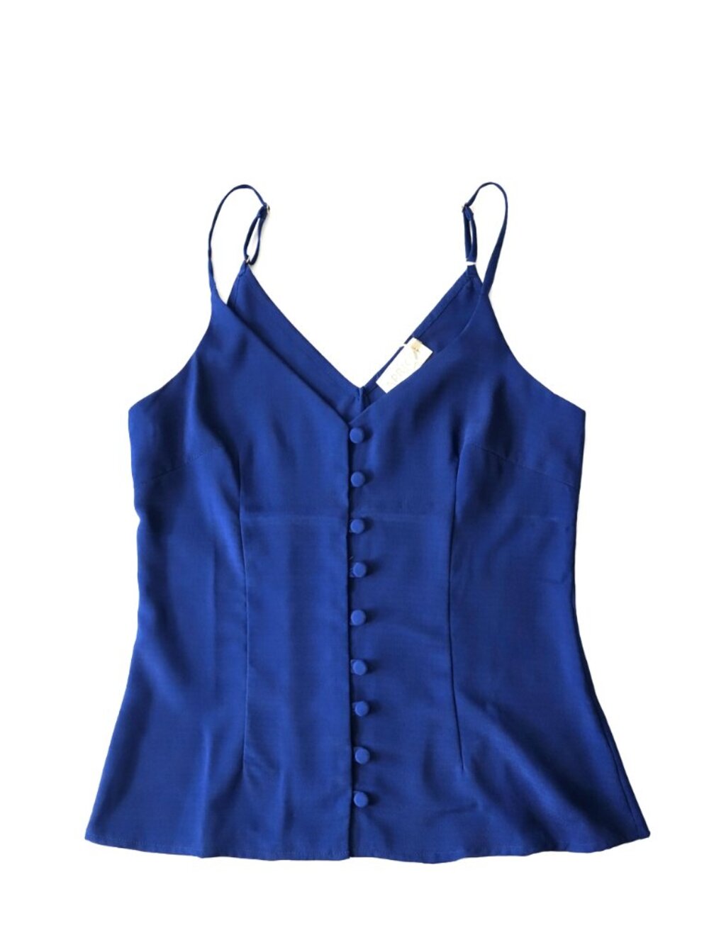 Apricot Blue Satin Button Cami Top Blouse Sleeveless • US 4 / UK 8 • NWT - Picture 9 of 13